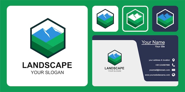 landscape logo design and business card