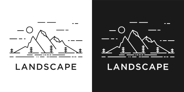 Landscape logo design concept Premium Vector