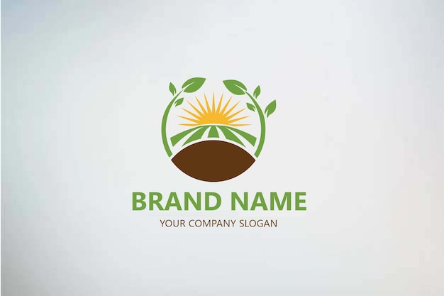 Landscape logo with sun and land