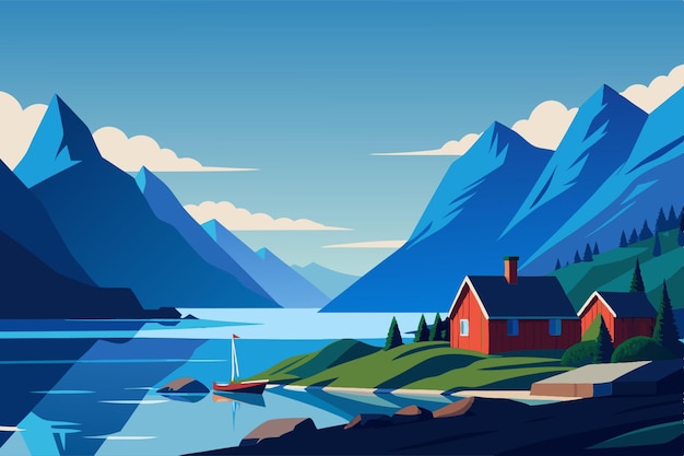 Vector a landscape that represents norway vector illustration flat 2