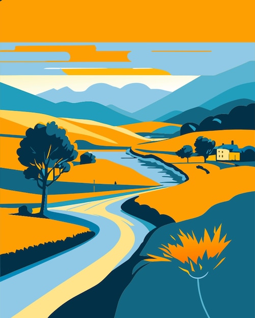 Vector landscape vector illustration flat 2