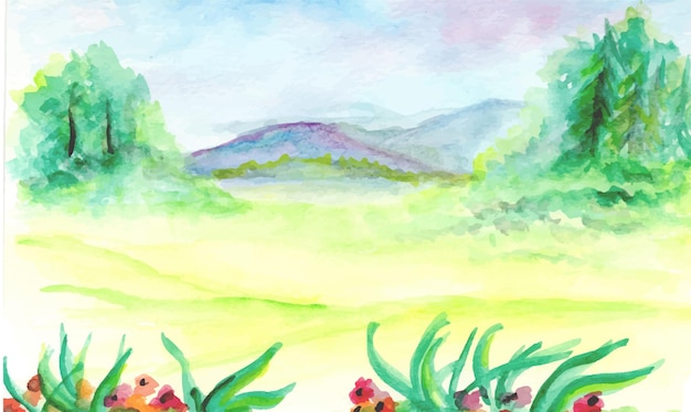 landscape watercolor mountain painting