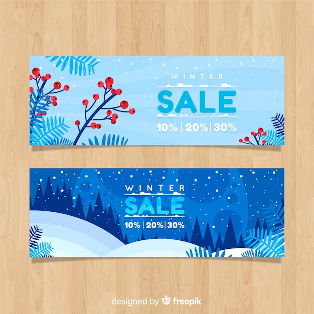 Vector landscape winter sale banner