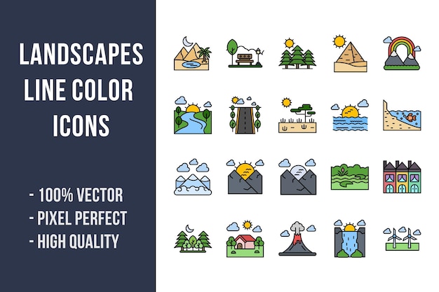 Landscapes Line Color Icons