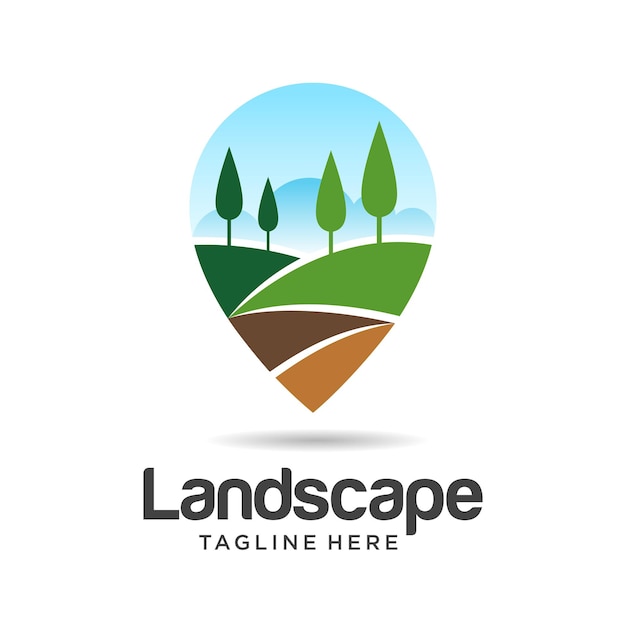 landscaping logo with map point location concept