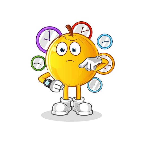 Langsat fruit with wristwatch cartoon. cartoon mascot vector