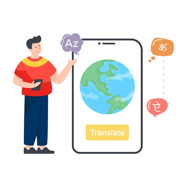 A language learning app in flat illustration