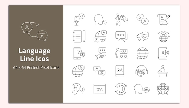 language Line icons vectors set