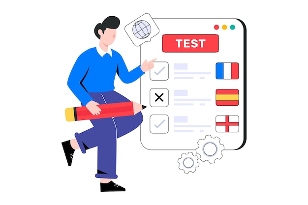 Language Test Flat Style Design Vector illustration. Stock illustration