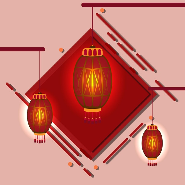 Lantern illustration in flat design style for lunar new year