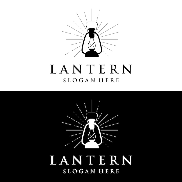 Lantern lamp logo template street lampvintage fire lanternLogo for business restaurant