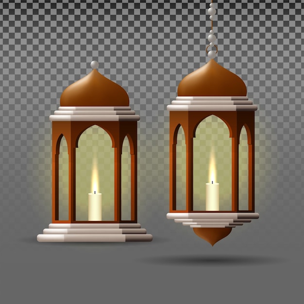 lantern vector. for Islamic celebration design elements. realistic 3d lamp illustration