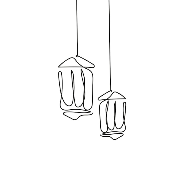 Lanterns decoration one line drawing vector illustration minimalist