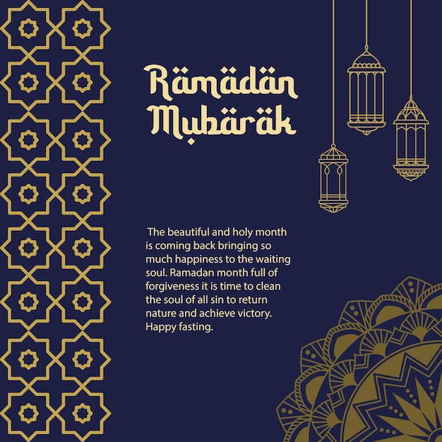 Lanterns for Ramadan mubarak greeting card