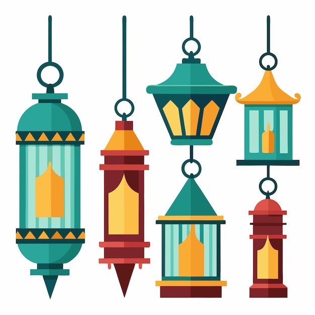 Lanterns Set Vector Elegant and Versatile Lighting Designs