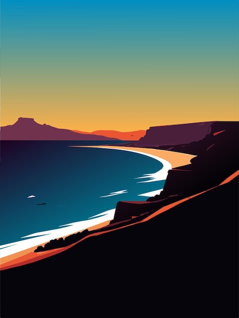 lanzarote coastline vector illustration