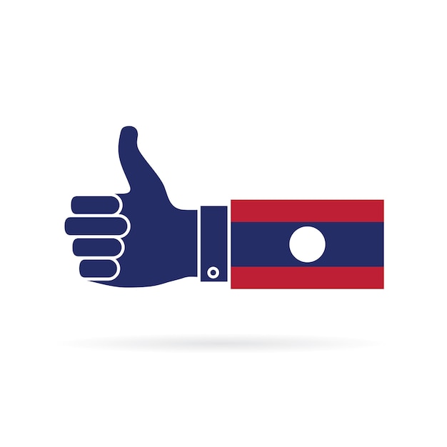 Laos country flag thumbs up vector icon