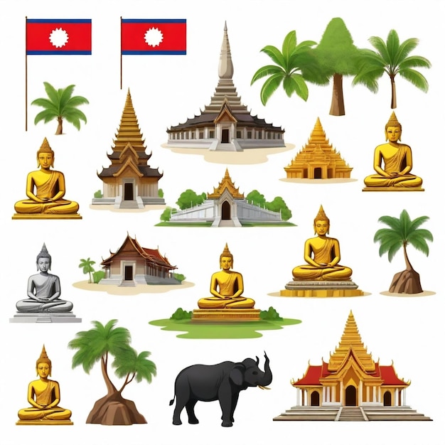 Vector laos vector set white background isolated a high quality