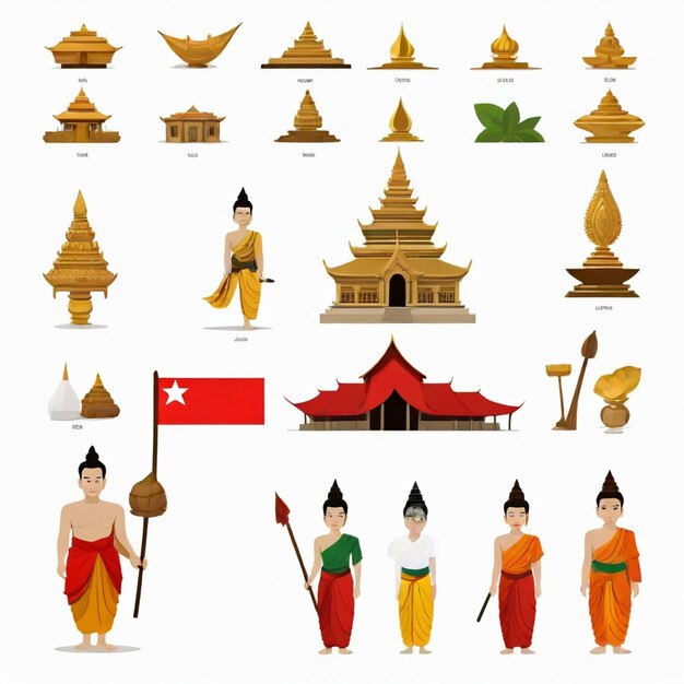 Vector laos vector set white background isolated a high quality