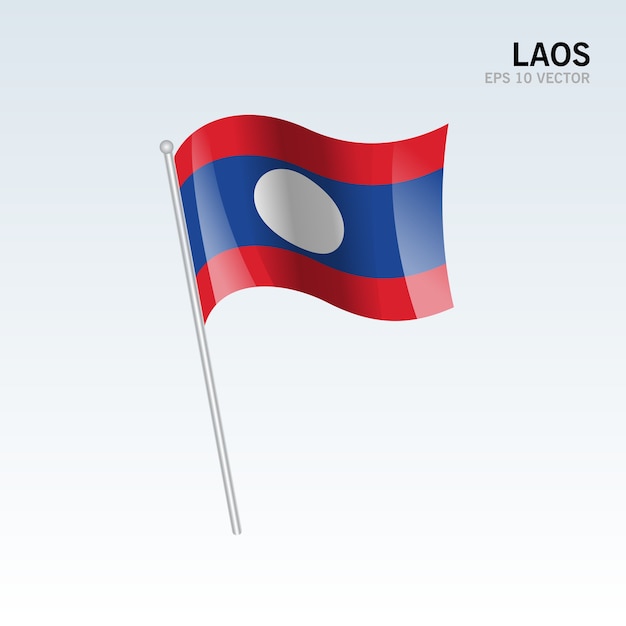 Laos waving flag isolated on gray background