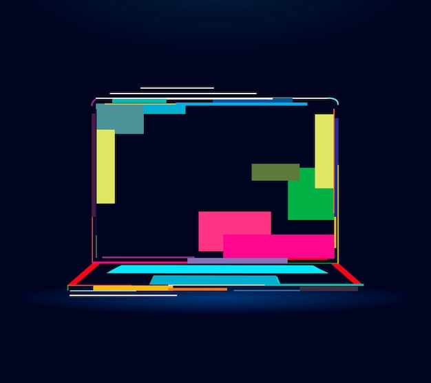 laptop abstract colorful drawing Vector illustration of paints