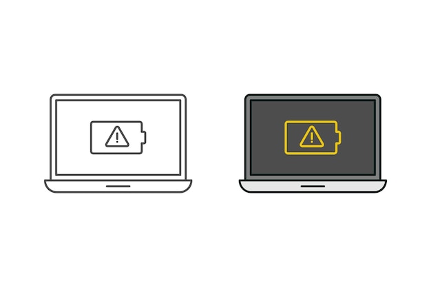 Laptop and battery notification icon vector design