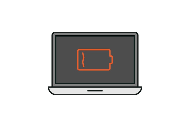 Laptop and battery notification icon vector design