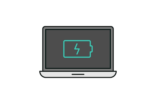 Laptop and battery notification icon vector design