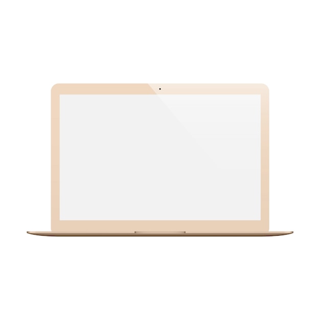 Laptop beige color with blank screen isolated