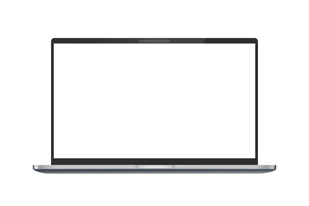 Laptop blank screen display isolated on white background