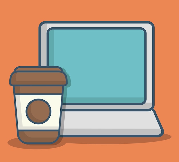 laptop computer and coffee mug icon