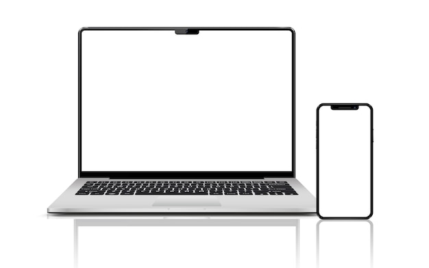 Laptop computer and mobile phone mockup