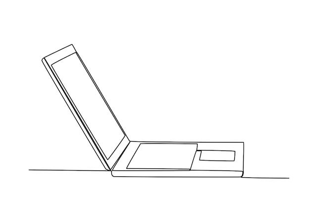 A laptop facing the left forms an acute angle Angles oneline drawing