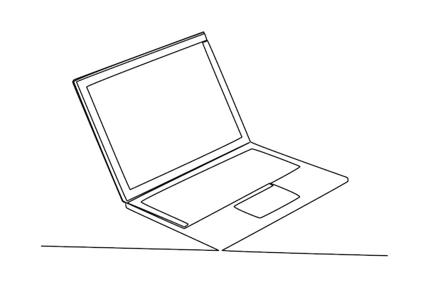 A laptop facing right forms two acute angles Angles oneline drawing