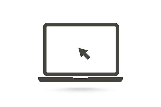 Laptop flat icon. Opened computer screen. Mockup laptop with blank screen