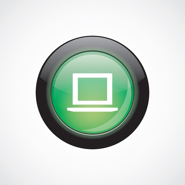 laptop glass sign icon green shiny button. ui website button