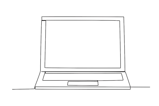 A laptop is located to form a straight angle Angles oneline drawing