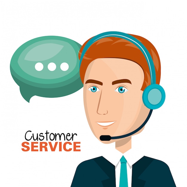 Vector laptop man customer service call center design