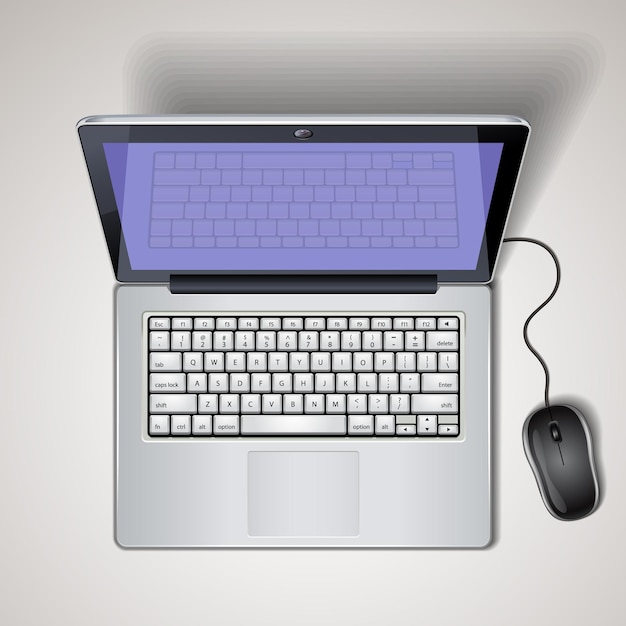 Laptop and mause isolated illustration