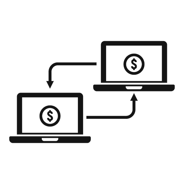 Laptop network money transfer icon Simple illustration of laptop network money transfer vector icon for web design isolated on white background