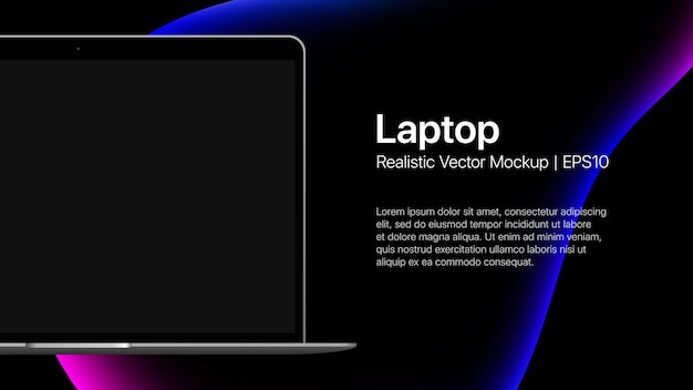 Vector laptop presentation mockup slide with liquid bubble. vector illustration