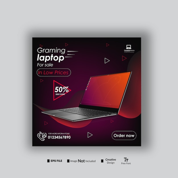 Vector laptop sale instagram post design template