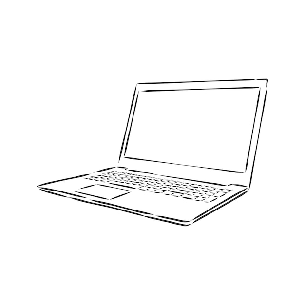 Laptop sketch vector illustration, laptop vector sketch illustration