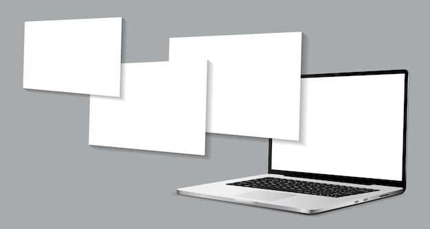 Vector laptop with blank screen and blank framework web pages