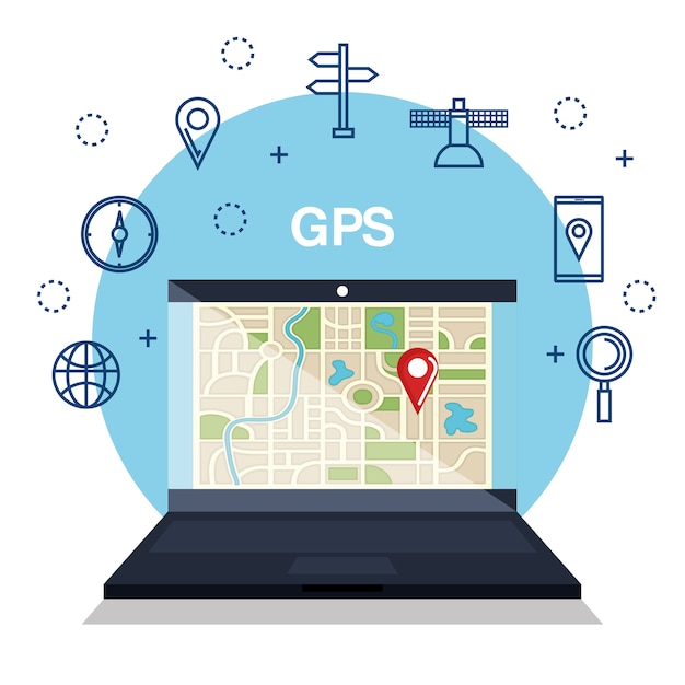 Vector laptop with gps application