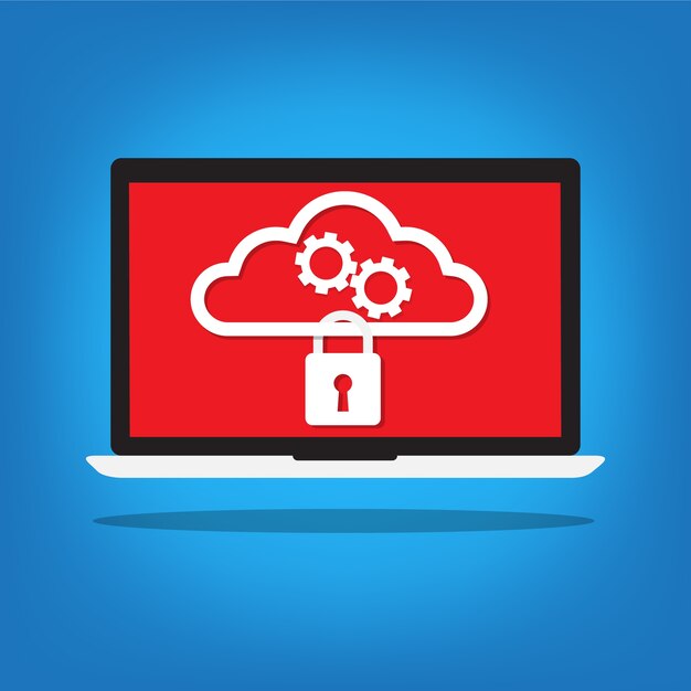 Laptop with a key lock on cloud gear