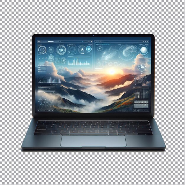 a laptop with a mountain on the screen