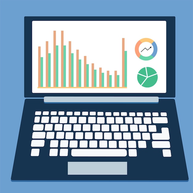 Laptop for work charts evaluation Conclusions Vector