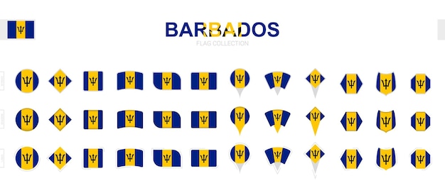 Large collection of Barbados flags of various shapes and effects