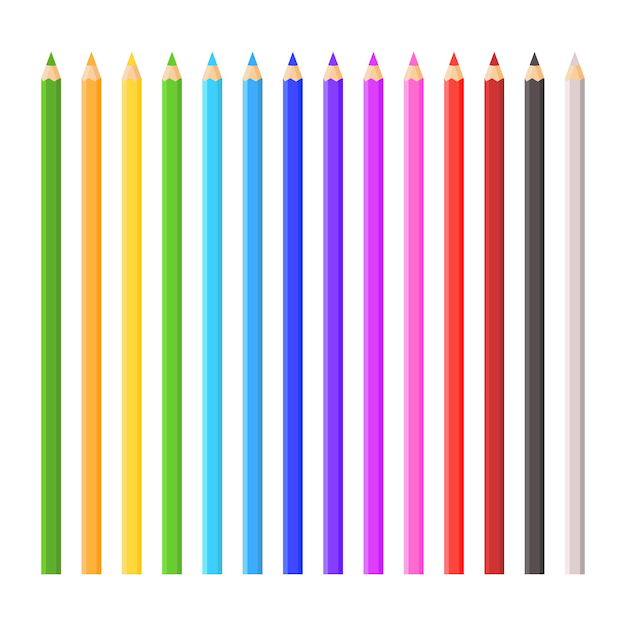 Large collection of colored pencils Vector illustration